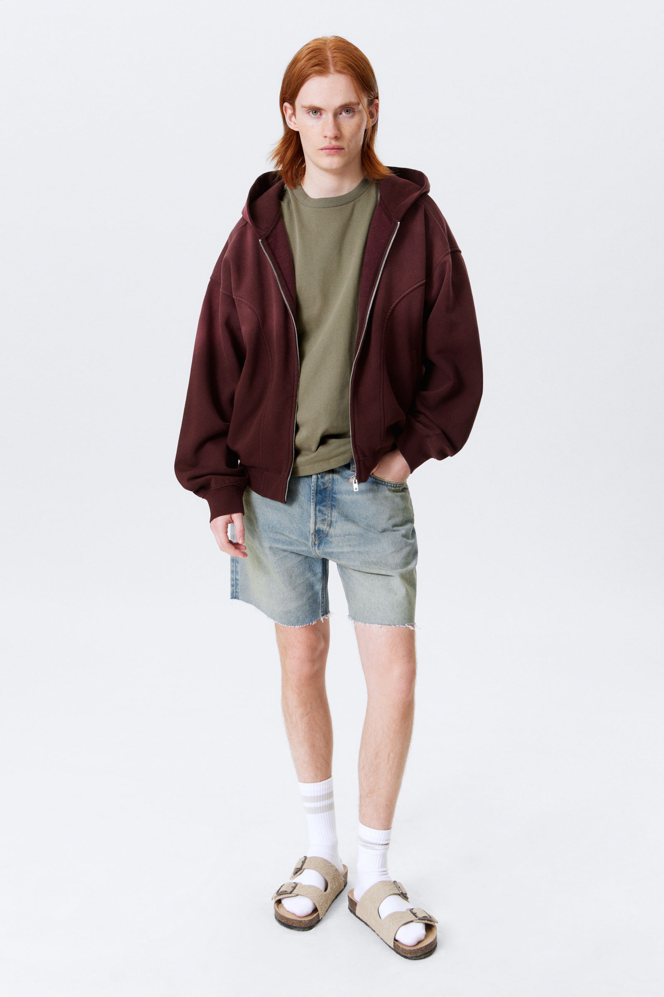 #3A1A19 - Round Oversized Zip Hoodie - 2