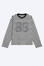 Gestreift Weiß/Schwarz - Kastiges Langarmshirt mit Grafikprint - 4