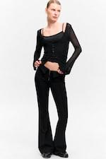 Black - Low Rise Flared Suit Trousers - 0