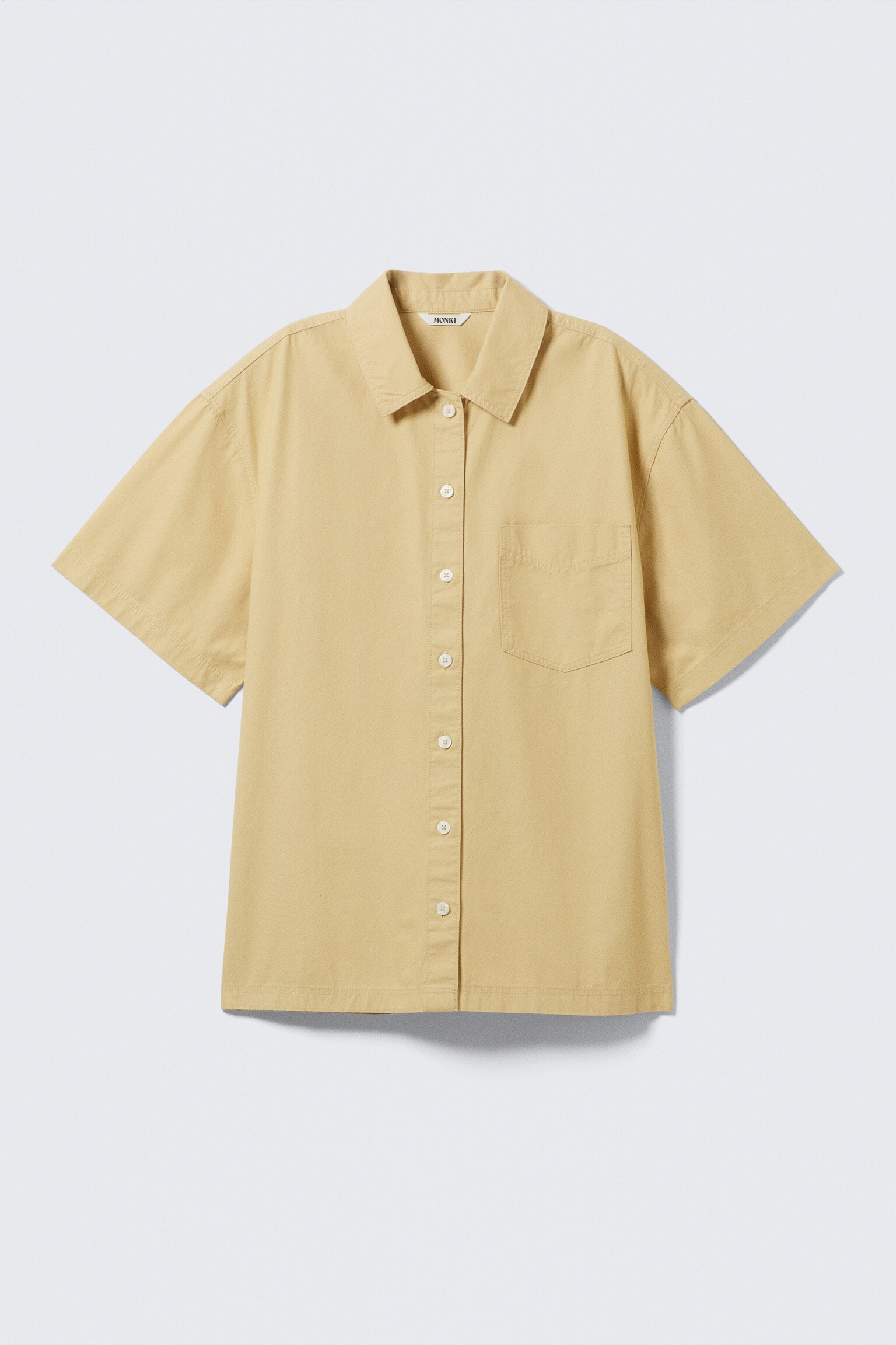 Oversized kortærmet skjorte i bomuldslærred - Beige/Lysegrå - 2