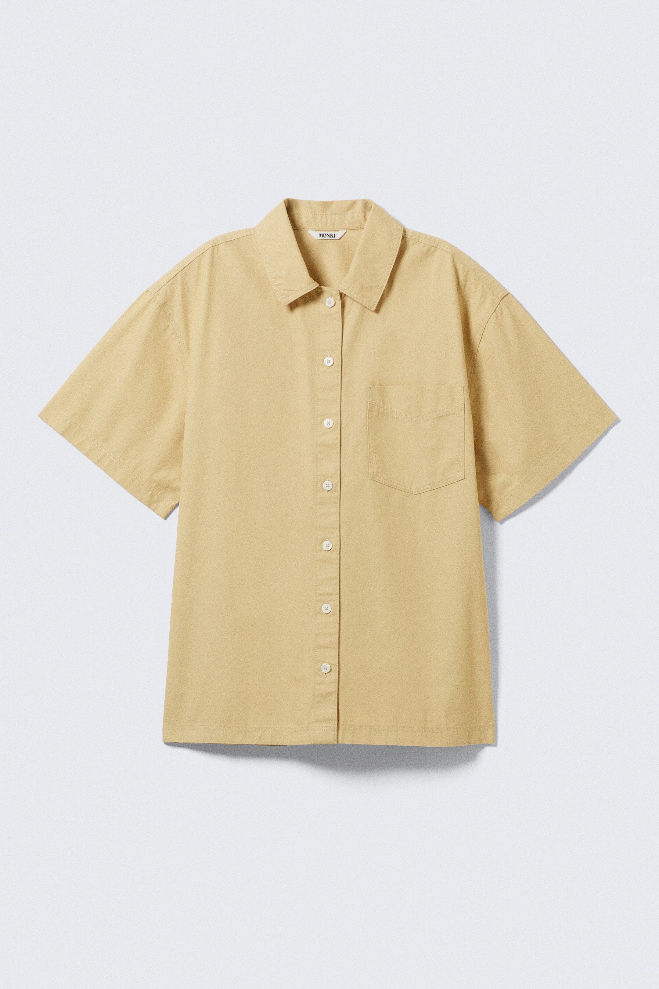 Vis større bilde: Oversized kortermet skjorte i bomullscanvas - Beige - DAME | H&M NO 4