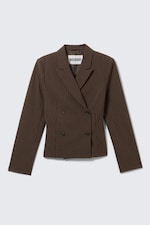 Dark Brown - Pinstripe - Short Fitted Blazer - 3
