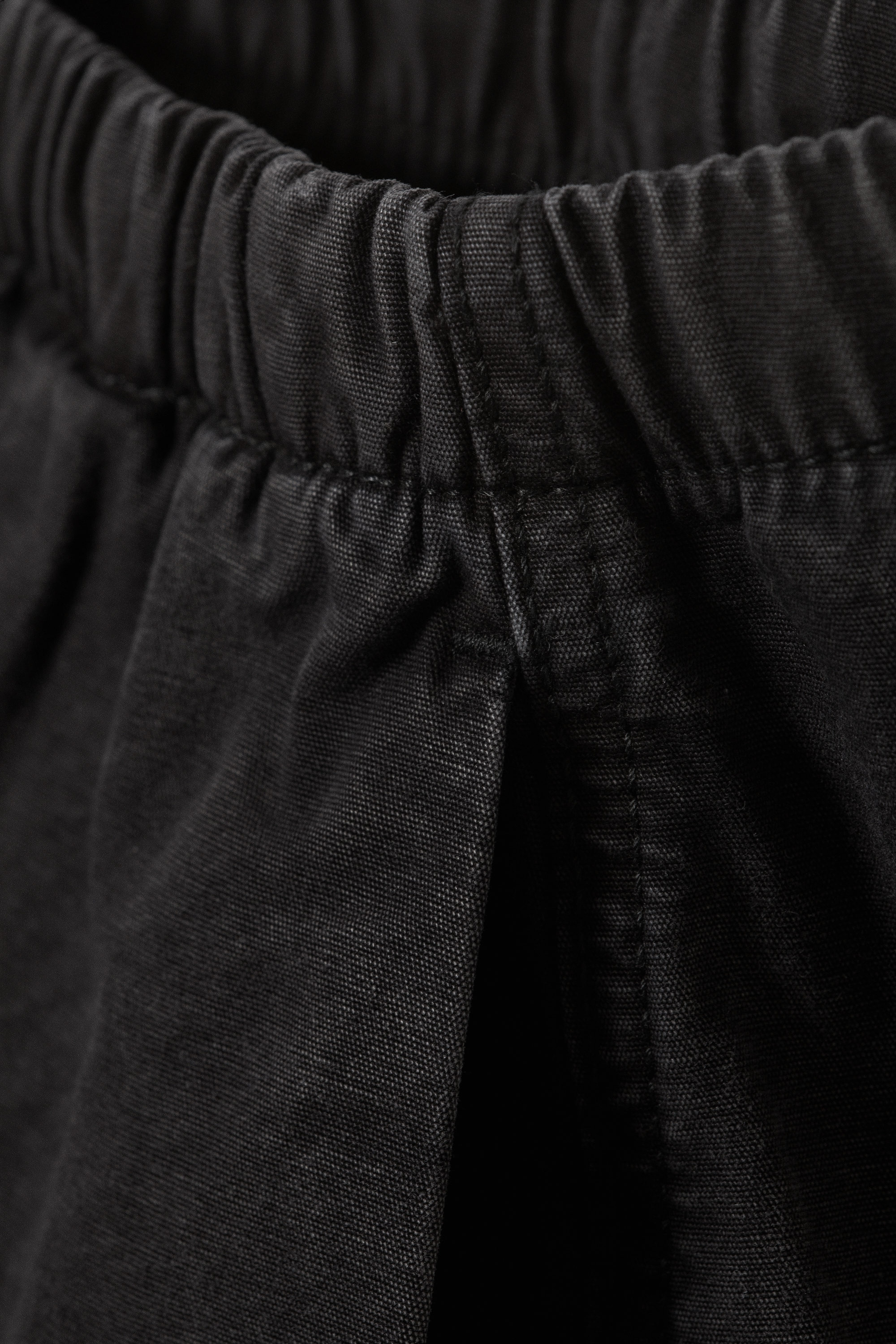 Washed Black - Low Rise Baggy Washed Canvas Trousers - 2