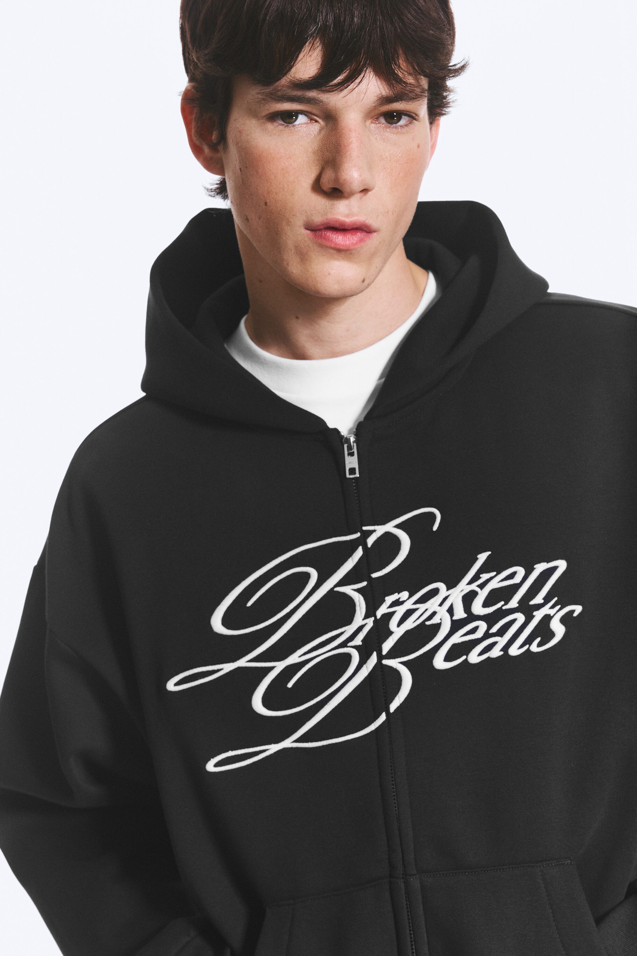 Mörkblå - Broken Beats - Ledig grafisk zip-hoodie - 2