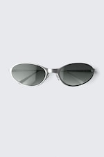 Silver - Dark Lenses - Oval Metal Sunglasses - 1