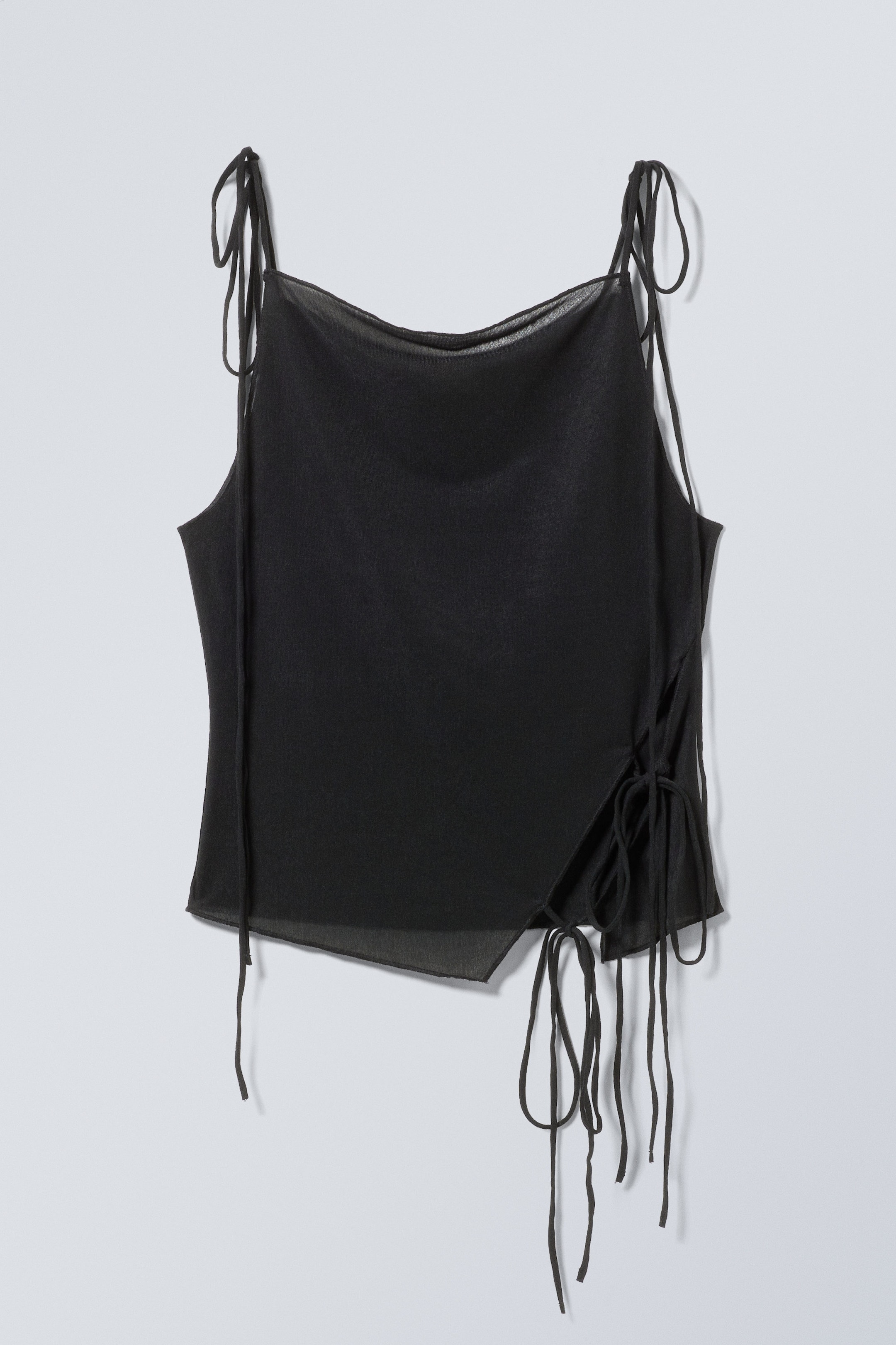 Schwarz - Asymmetrisches Top mit eckigem Ausschnitt - 0
