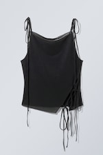 Schwarz - Asymmetrisches Top mit eckigem Ausschnitt - 0