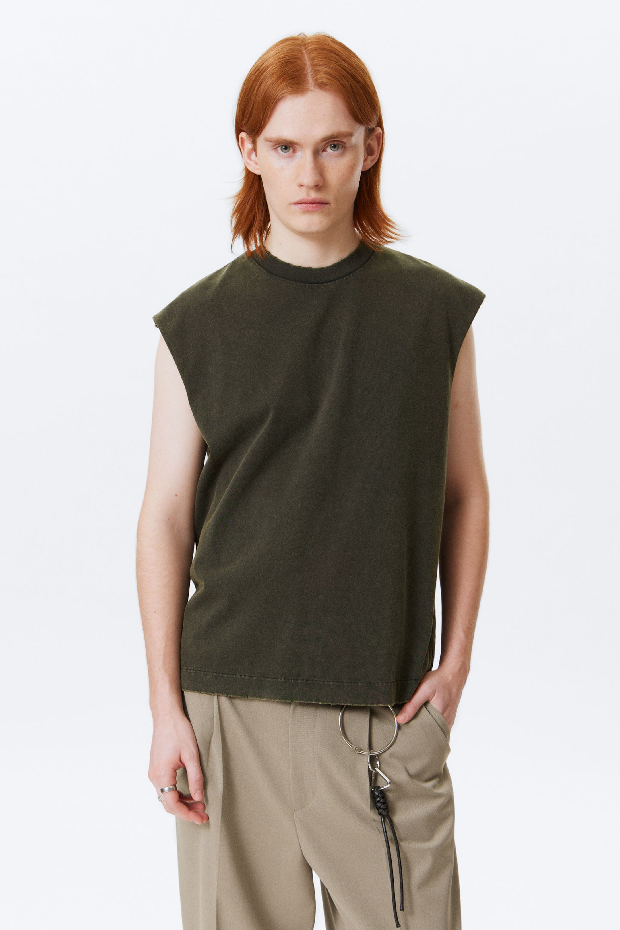 #35393A - Ruime vierkante tanktop met onafgewerkte zoom - 1