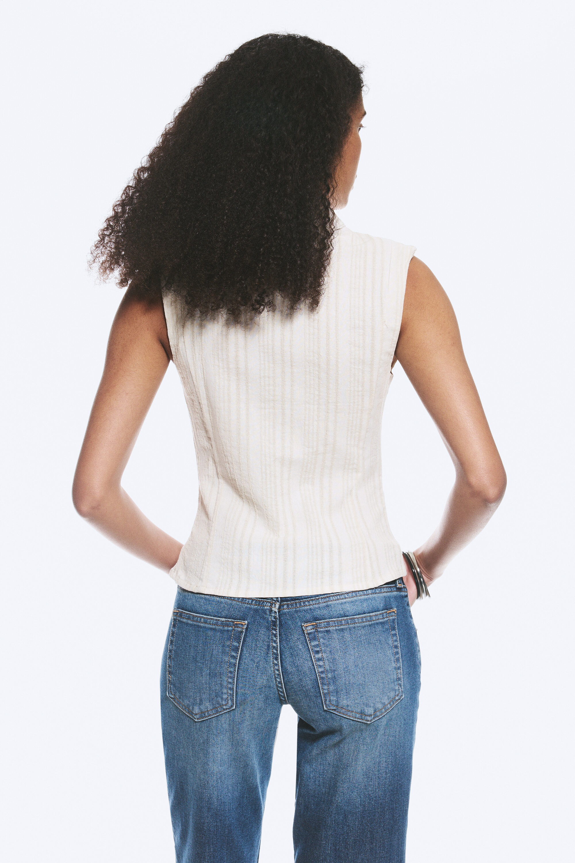 sleeveless high‑neck zip top - Light Mole | Weekday GB