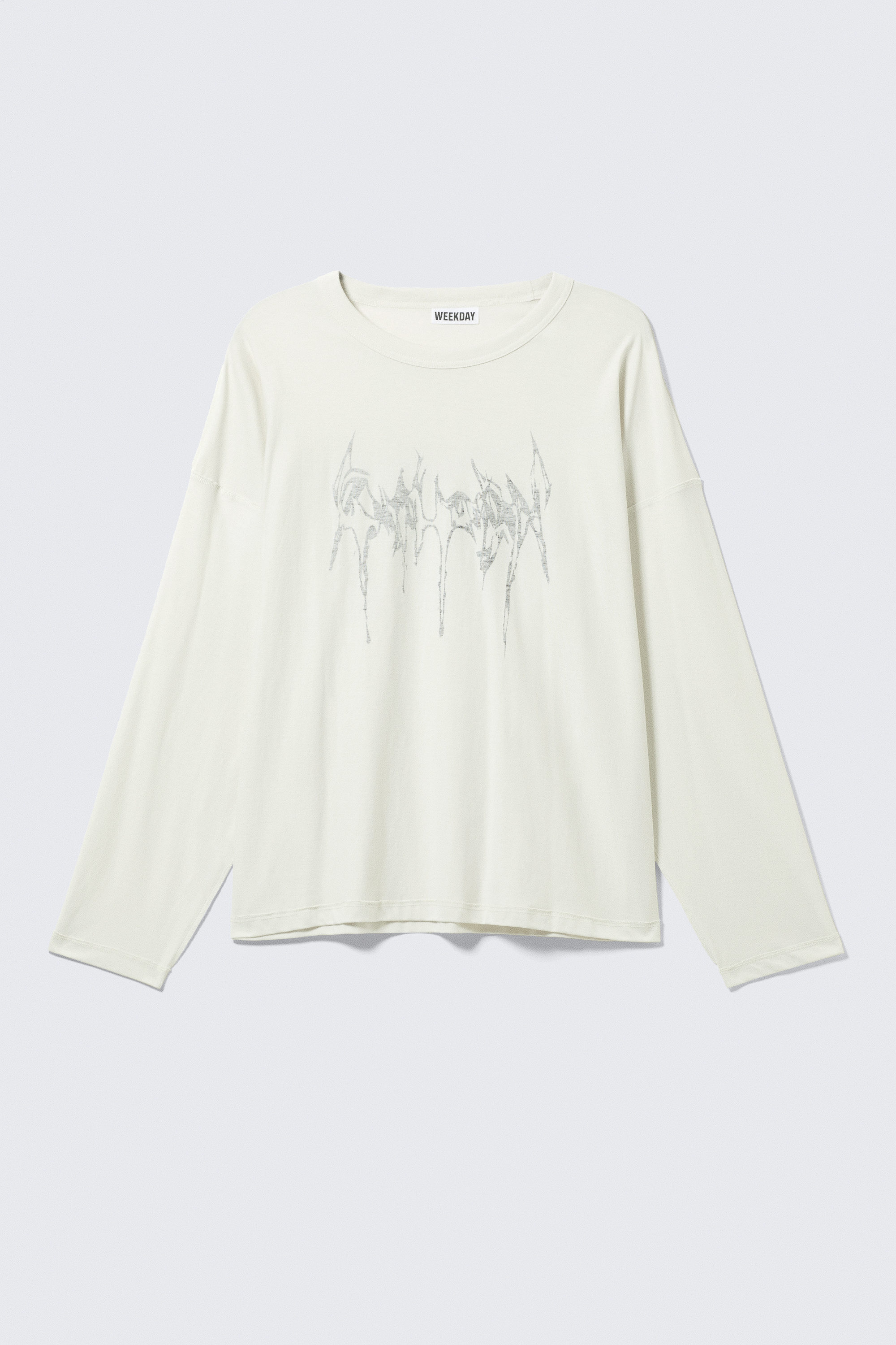 Dusty White - Wasp - Oversized Long-Sleeved Graphic T-shirt - 4