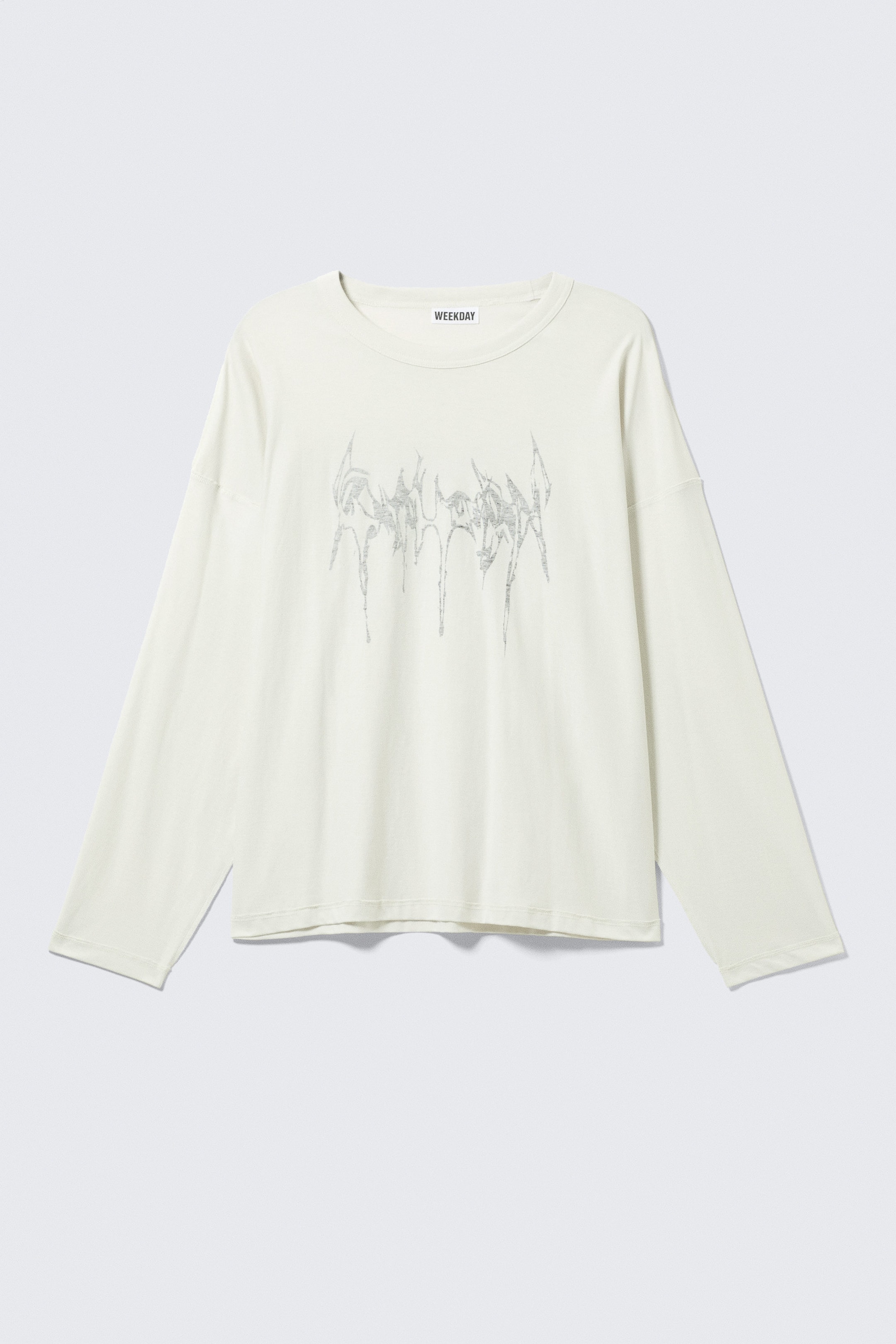 Staubiges Weiß - "Wasp" - Oversized Longsleeve mit Grafik - 4