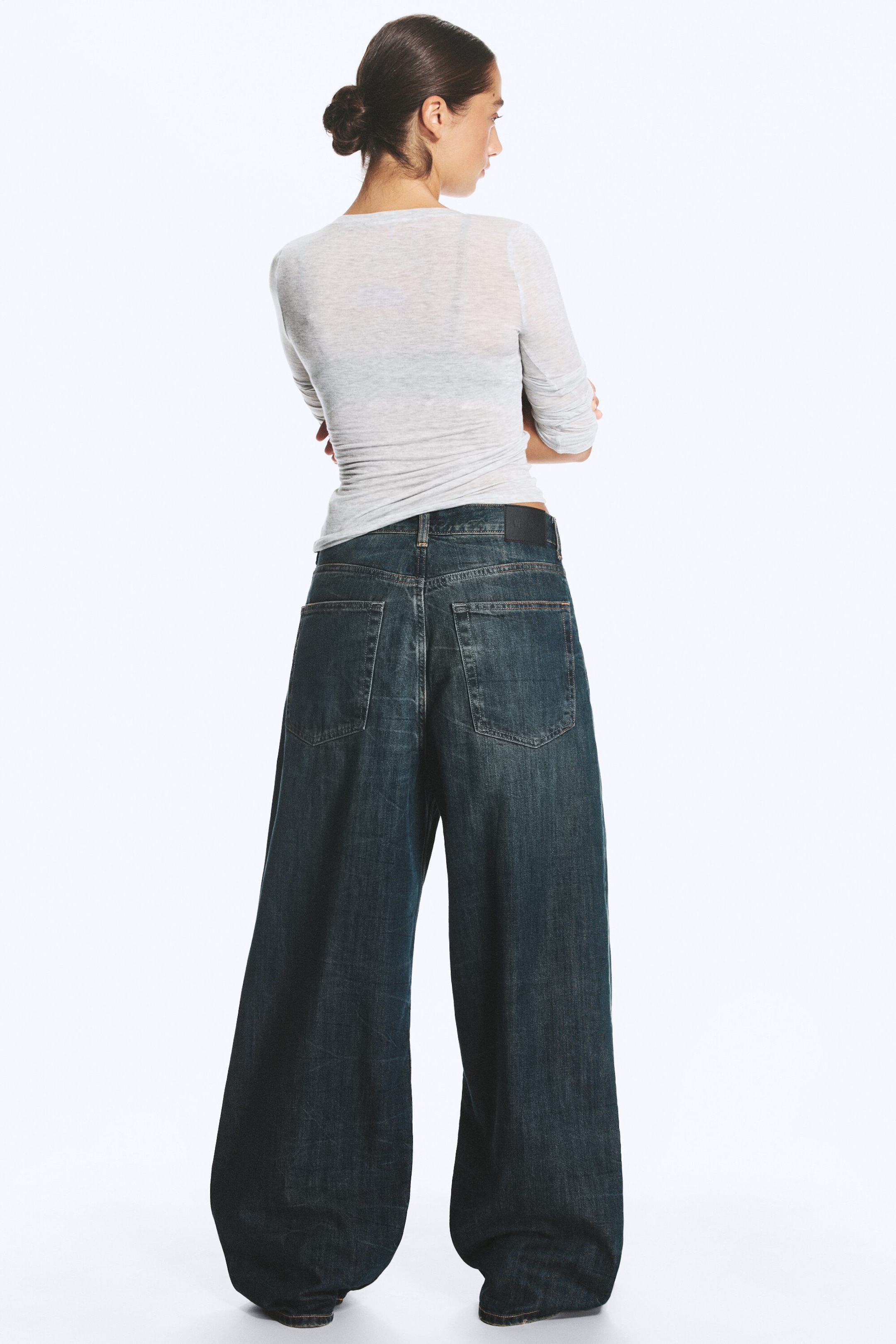 Marina Blue - Dark Blue - Astro Mid Rise Loose Baggy Unisex Jeans - 3