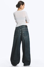 Marina Blue - Dark Blue - Astro Mid Rise Loose Baggy Unisex Jeans - 3