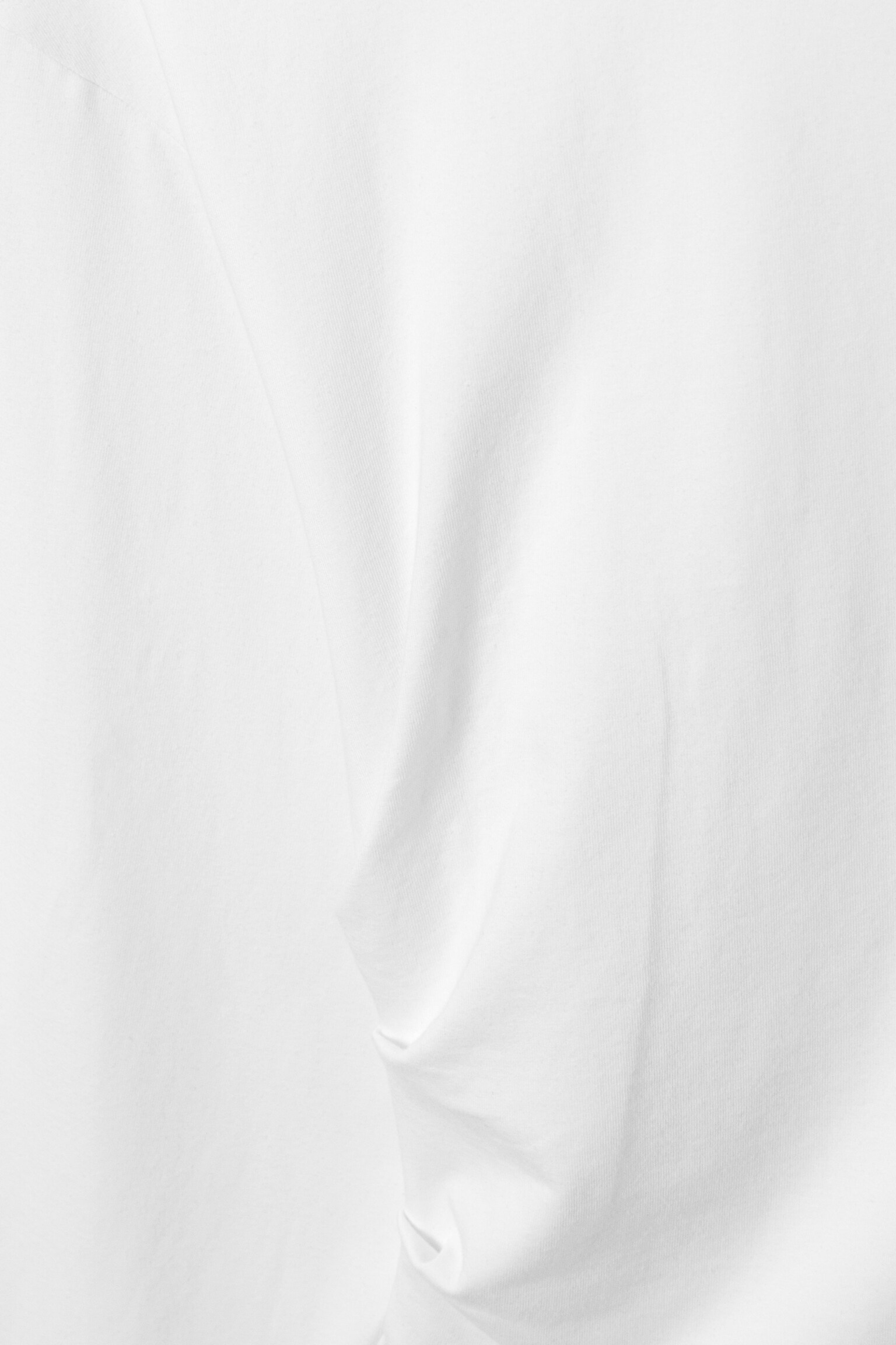 Ruched Long-Sleeved T-shirt - White/Black - 2