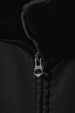 Washed Dark Grey - Loose Funnel Neck Zip Cardigan - 2