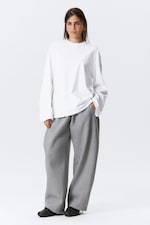 Wit - Oversized T-shirt met lange mouwen - 1