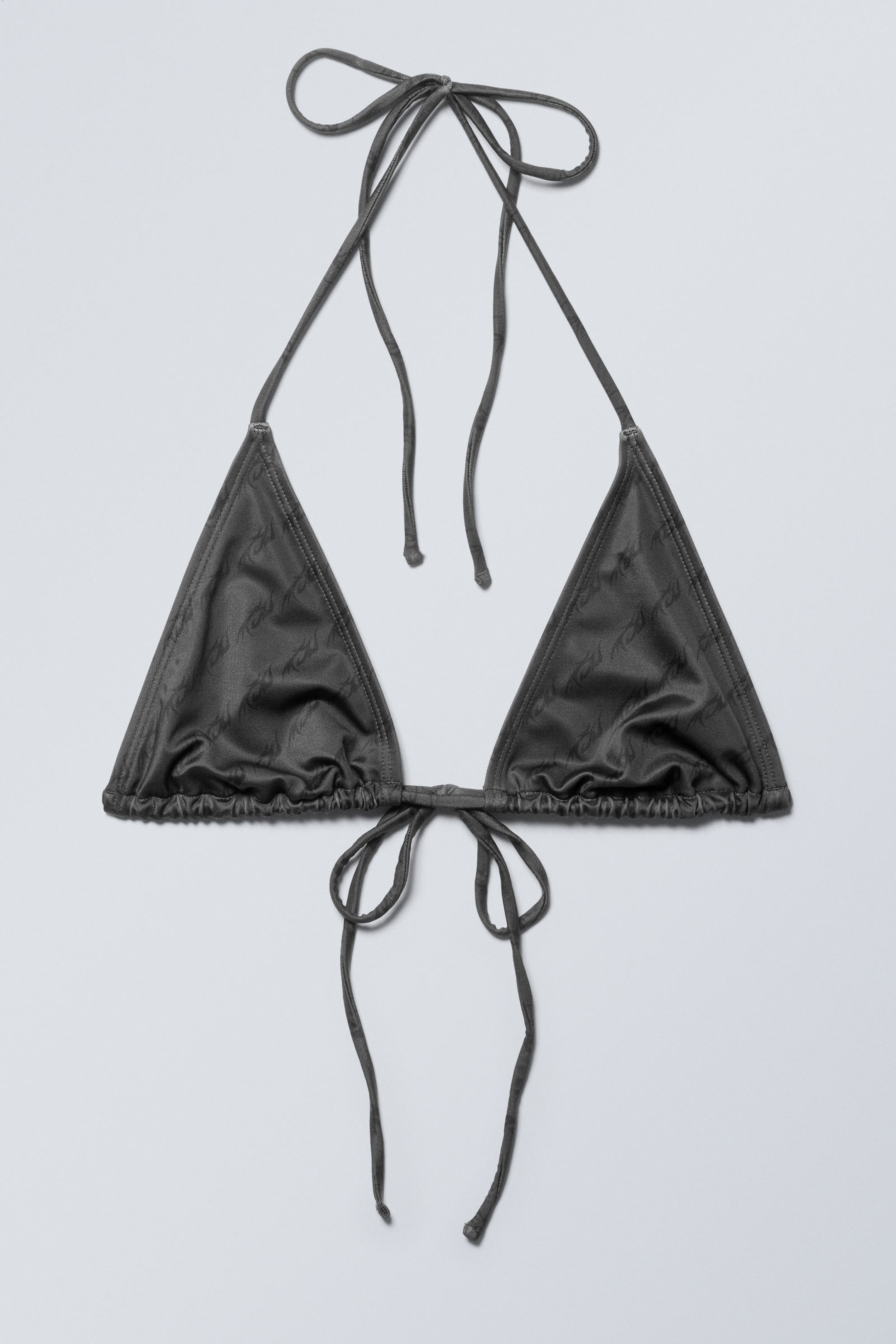 Grey Tribal Print - Printed Triangle Halter Bikini Top - 1