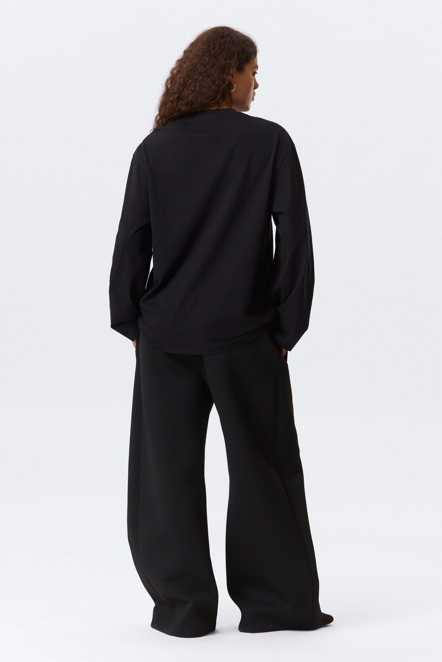 Oversized Long Sleeve T-shirt - Black/White/Burgundy - 6