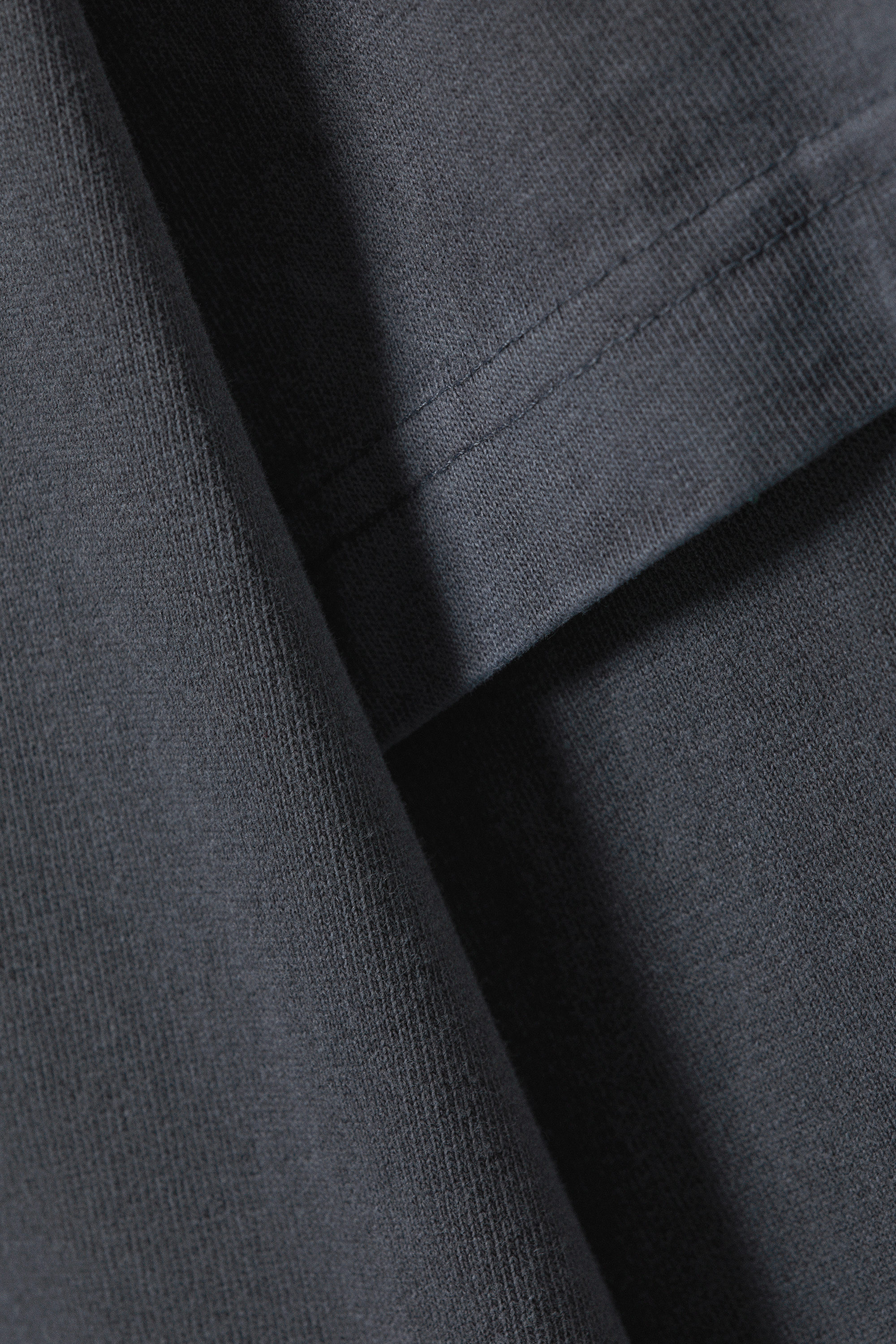 Washed Dark Blue - Double-Layered Cotton T-shirt - 7