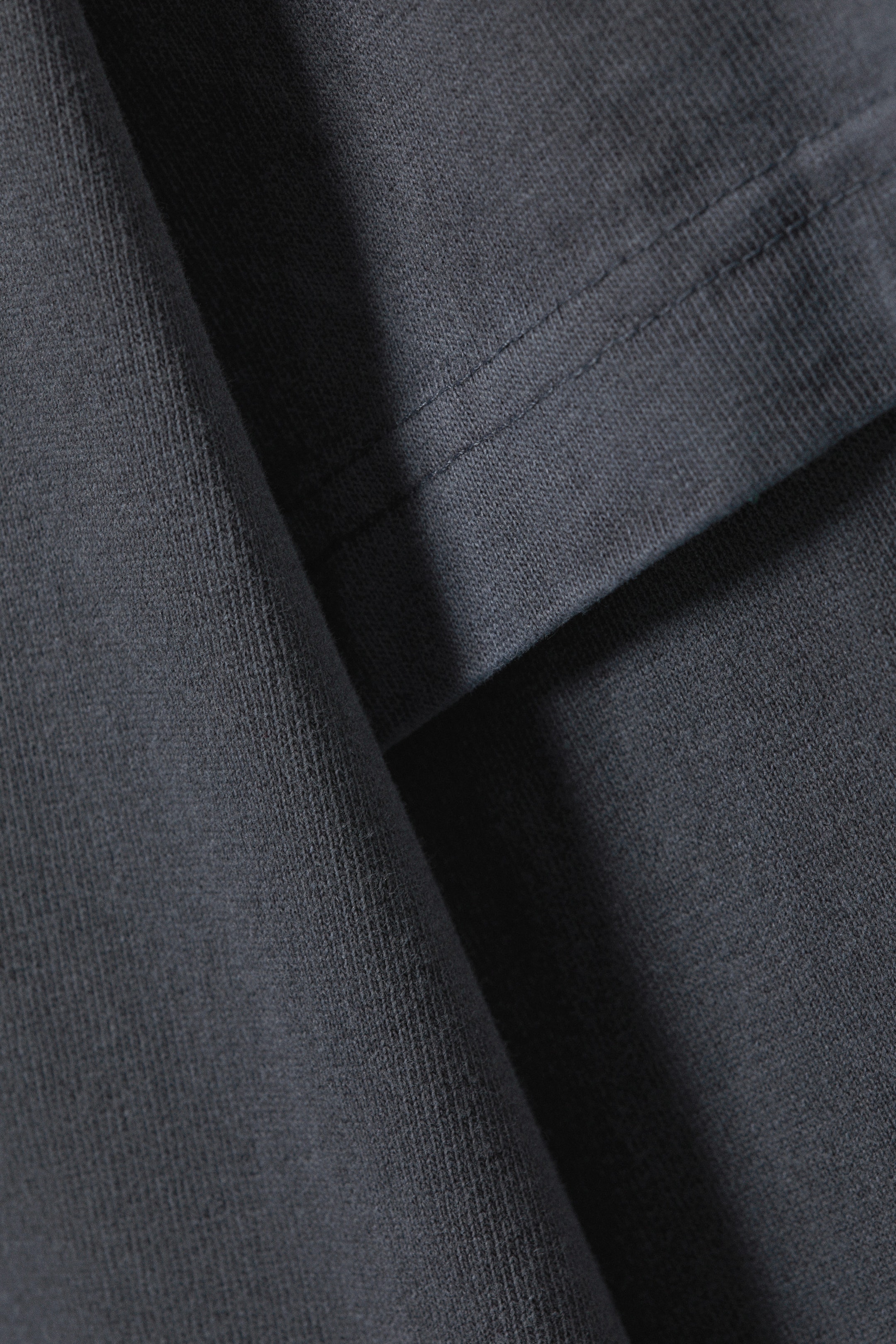 Gewaschenes Dunkelblau - Doppellagiges Baumwoll-T-Shirt - 7