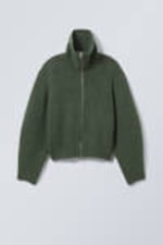 Dunkelgrün - Strickjacke mit Reißverschluss Bea - 0