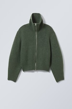 Dark Green - Bea Zip Cardigan - 0