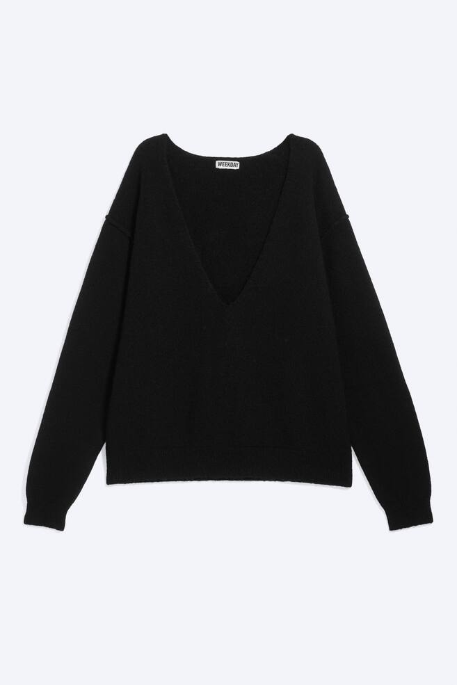 Strickpullover mit V-Ausschnitt und Loose Fit - Schwarz/Gedecktes Grau meliert/Dunkelgrün - 1