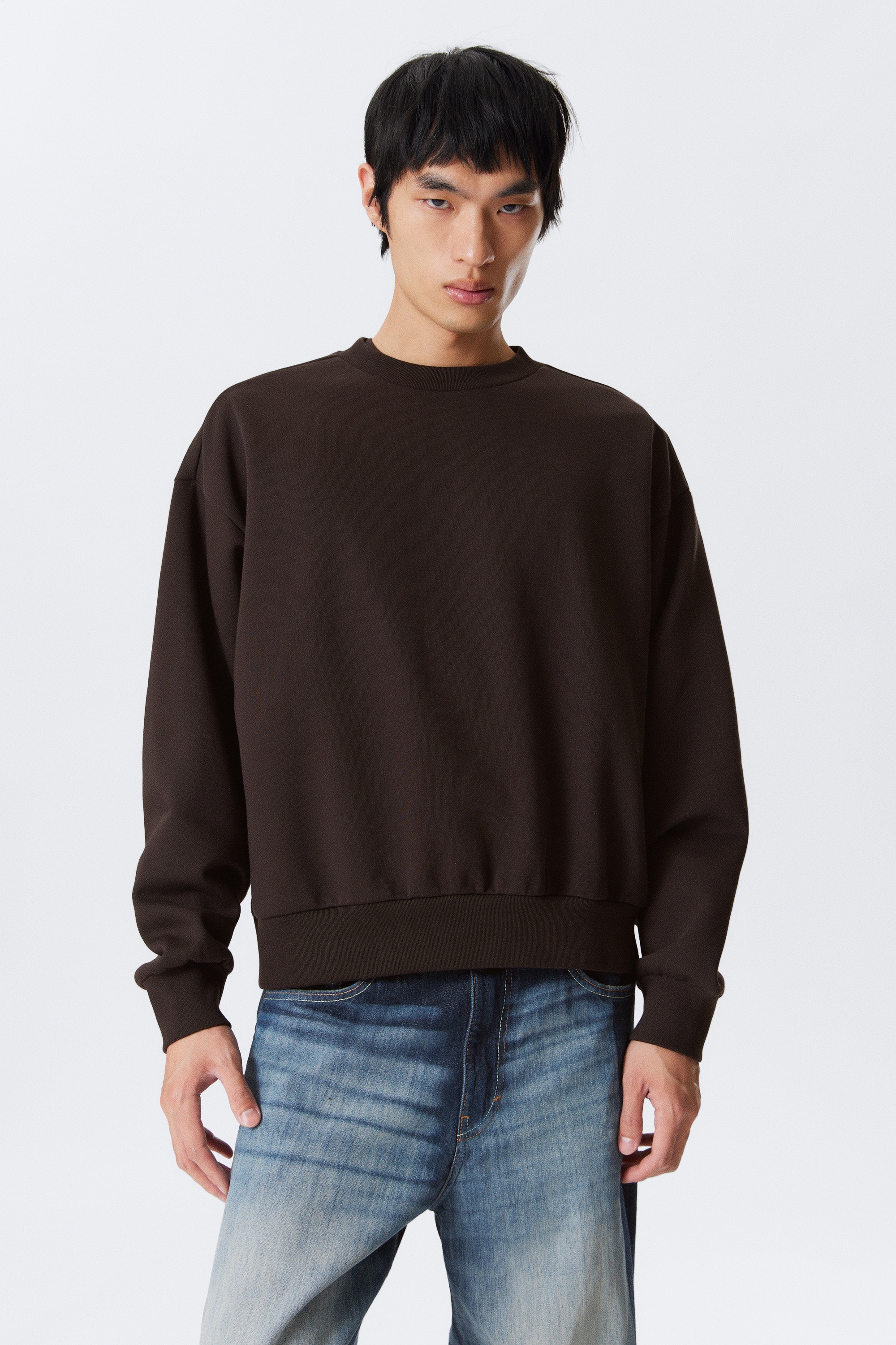 Sweater - Loose Fit - Donkerbruin/Donkerbruin met wassing/Grijs gemêleerd/Zwart