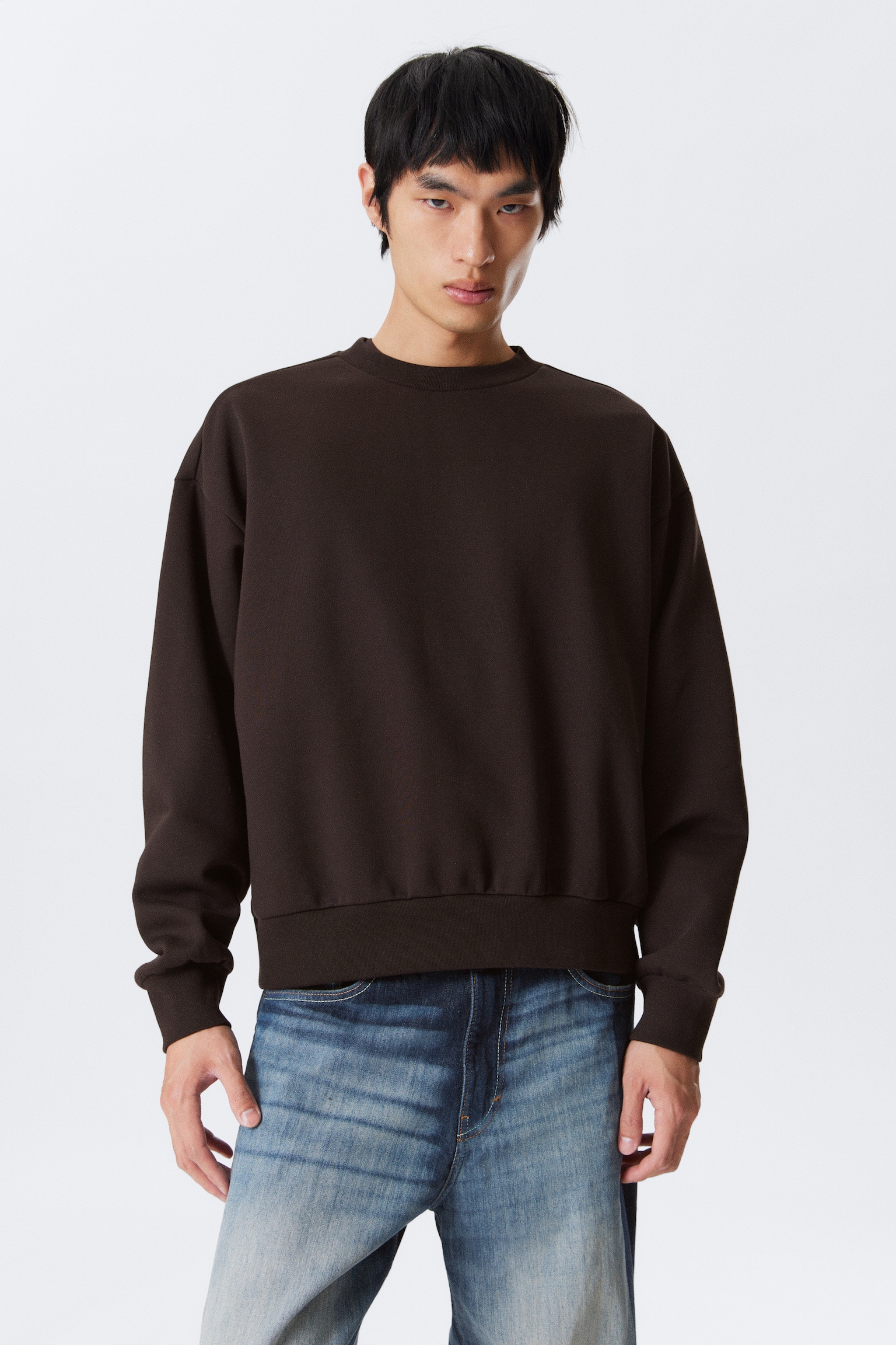 Felpa Loose Fit - Marrone scuro/Grigio mélange/Nero
