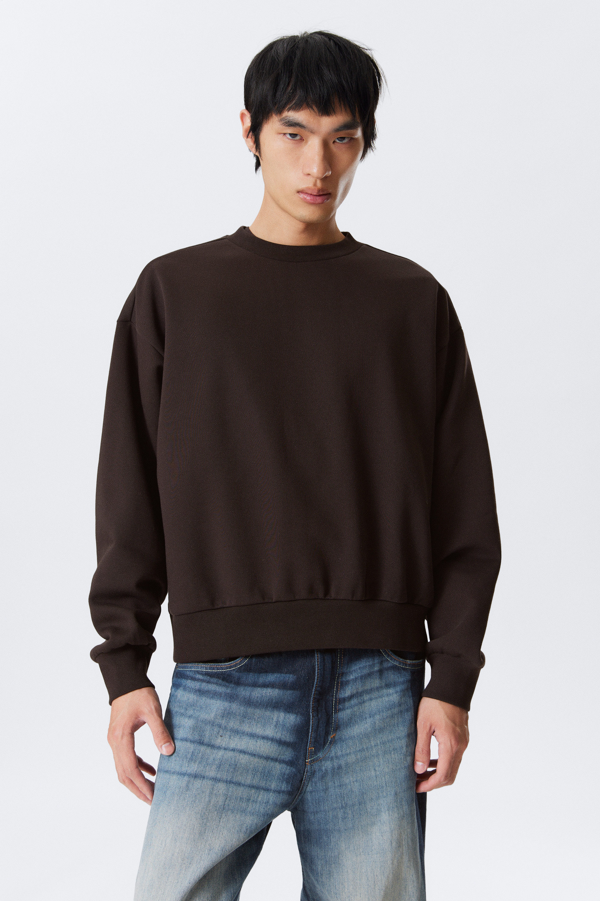 Dark Brown - Loose Fit Sweatshirt - 1