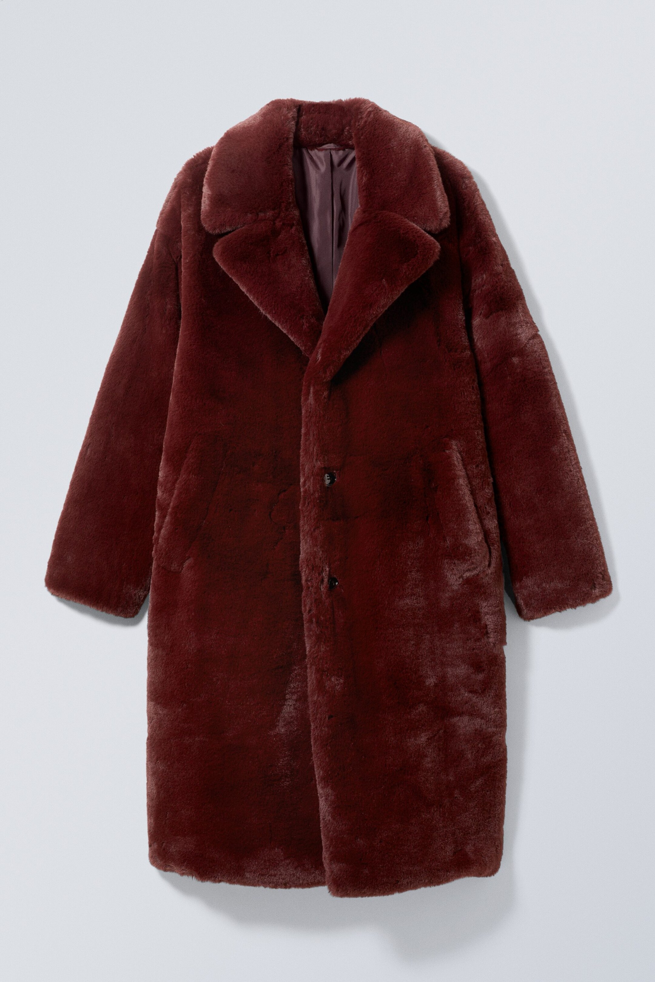 Dark Red - Albin Faux Fur Coat - 0