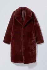 Dark Red - Albin Faux Fur Coat - 0