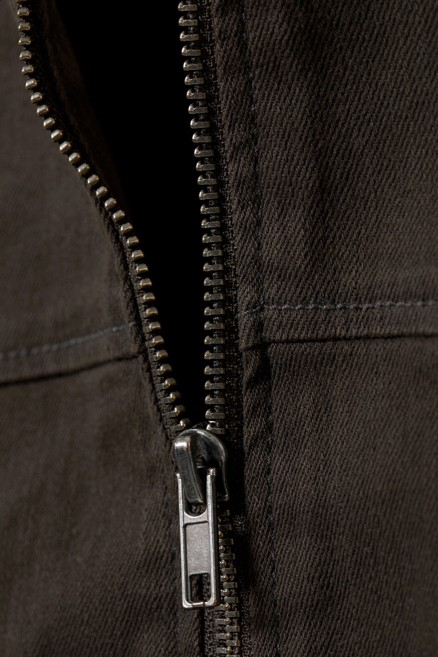 Slim Structured Cotton Zip Jacket - Dark Grey/Light Beige/Dark Grey - 2