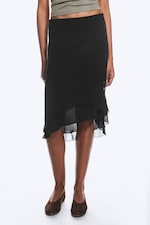 Black - A-Line Midi Skirt - 1