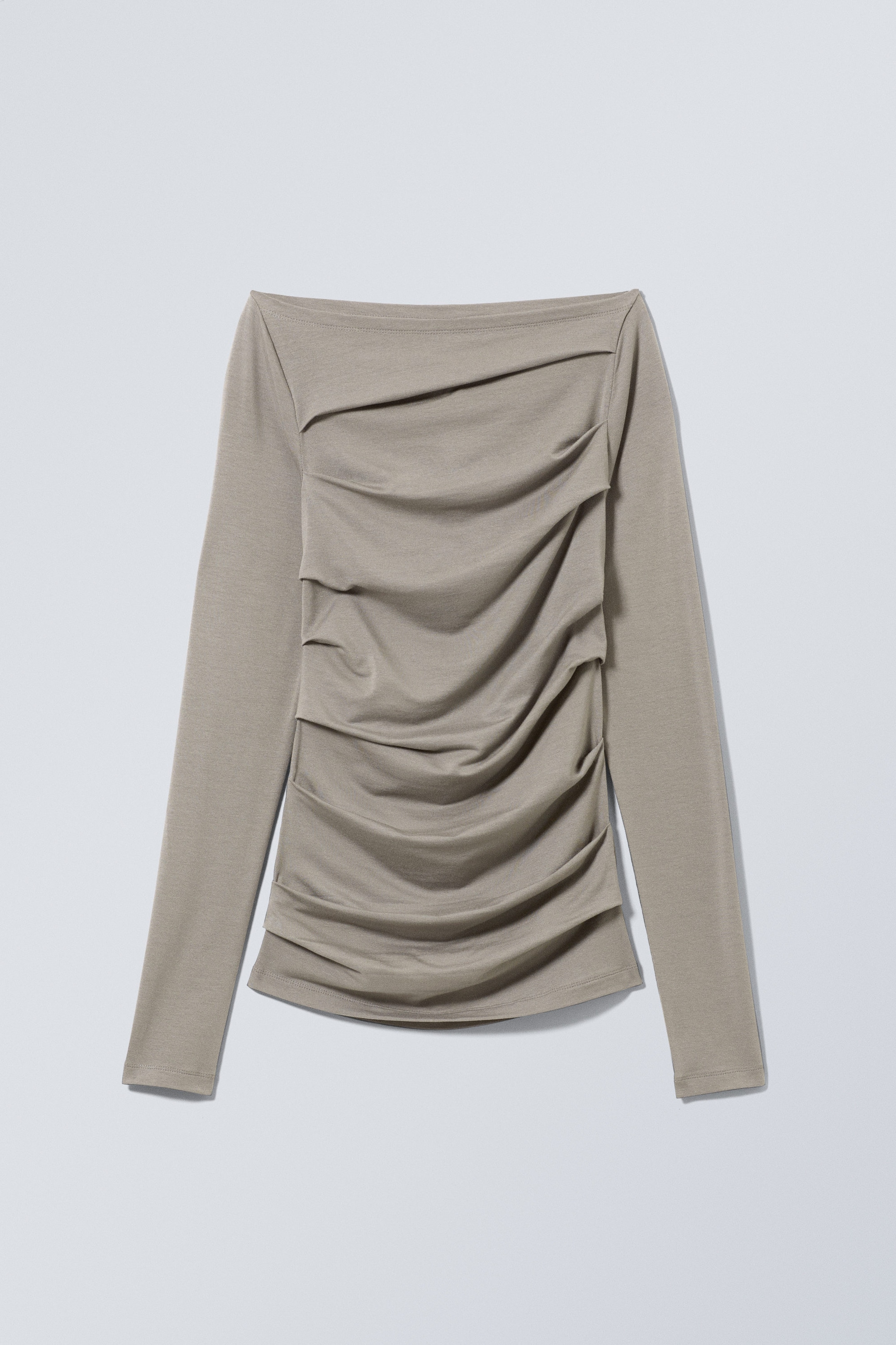 Dusty Grey - Jwan Drape Longsleeve Top - 0