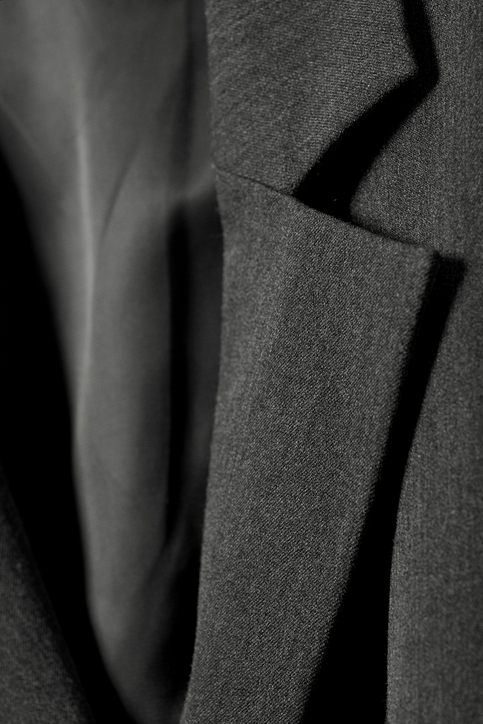 Draped Suiting Blazer - Dark Grey Melange - 2