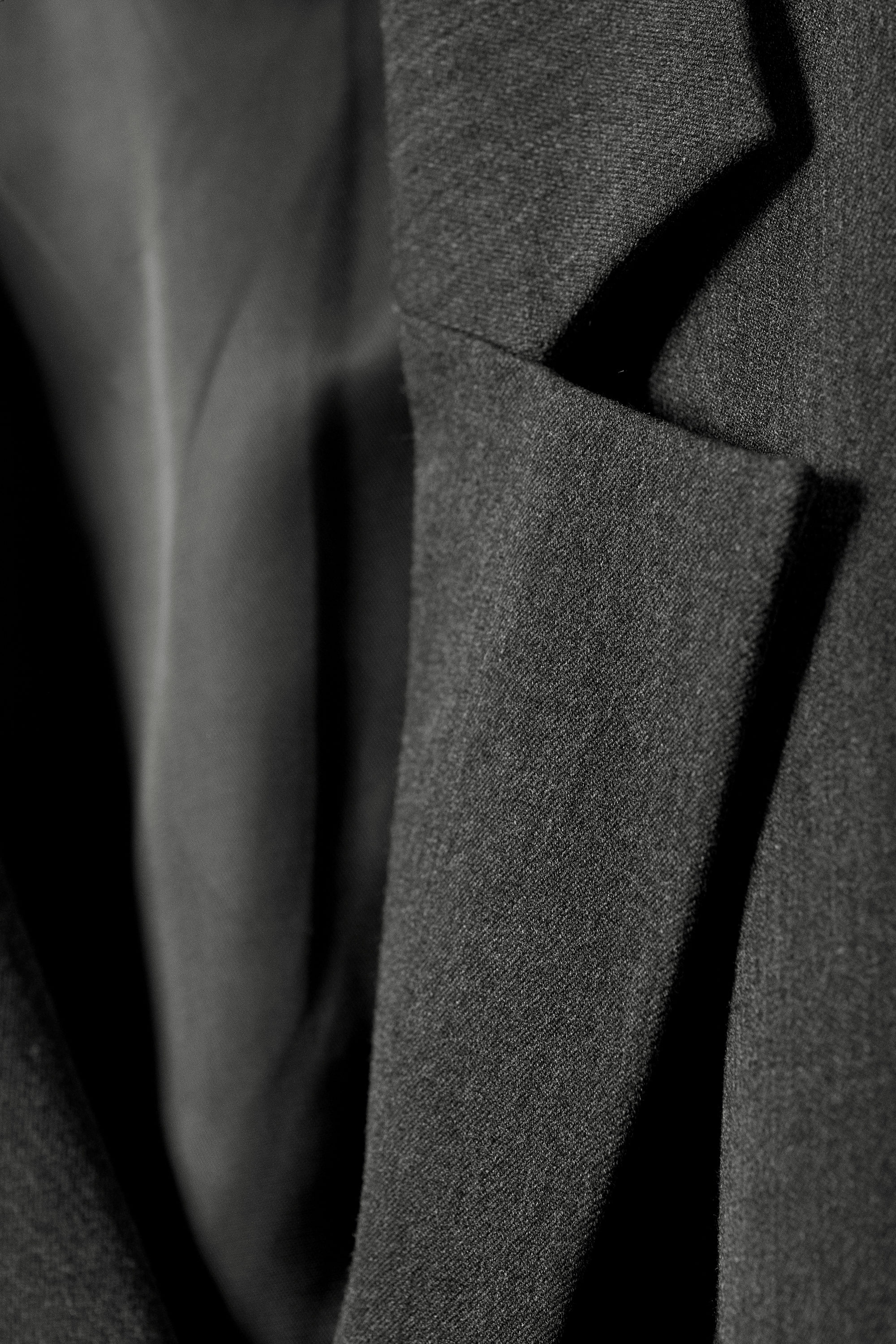 Dark Grey Melange - Draped Suiting Blazer - 5