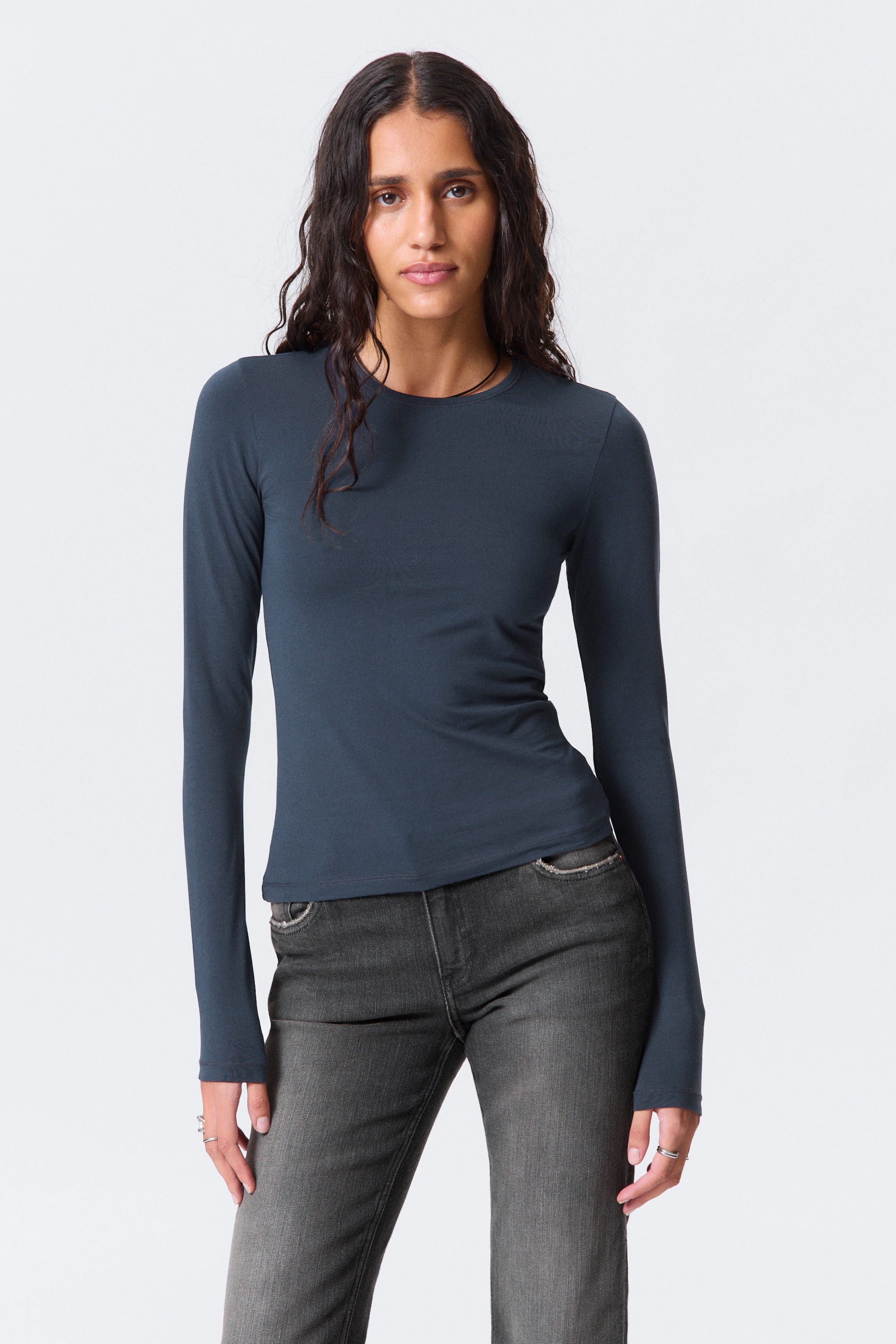 Dark Dusty Blue - Slim Fitted Long Sleeve - 1