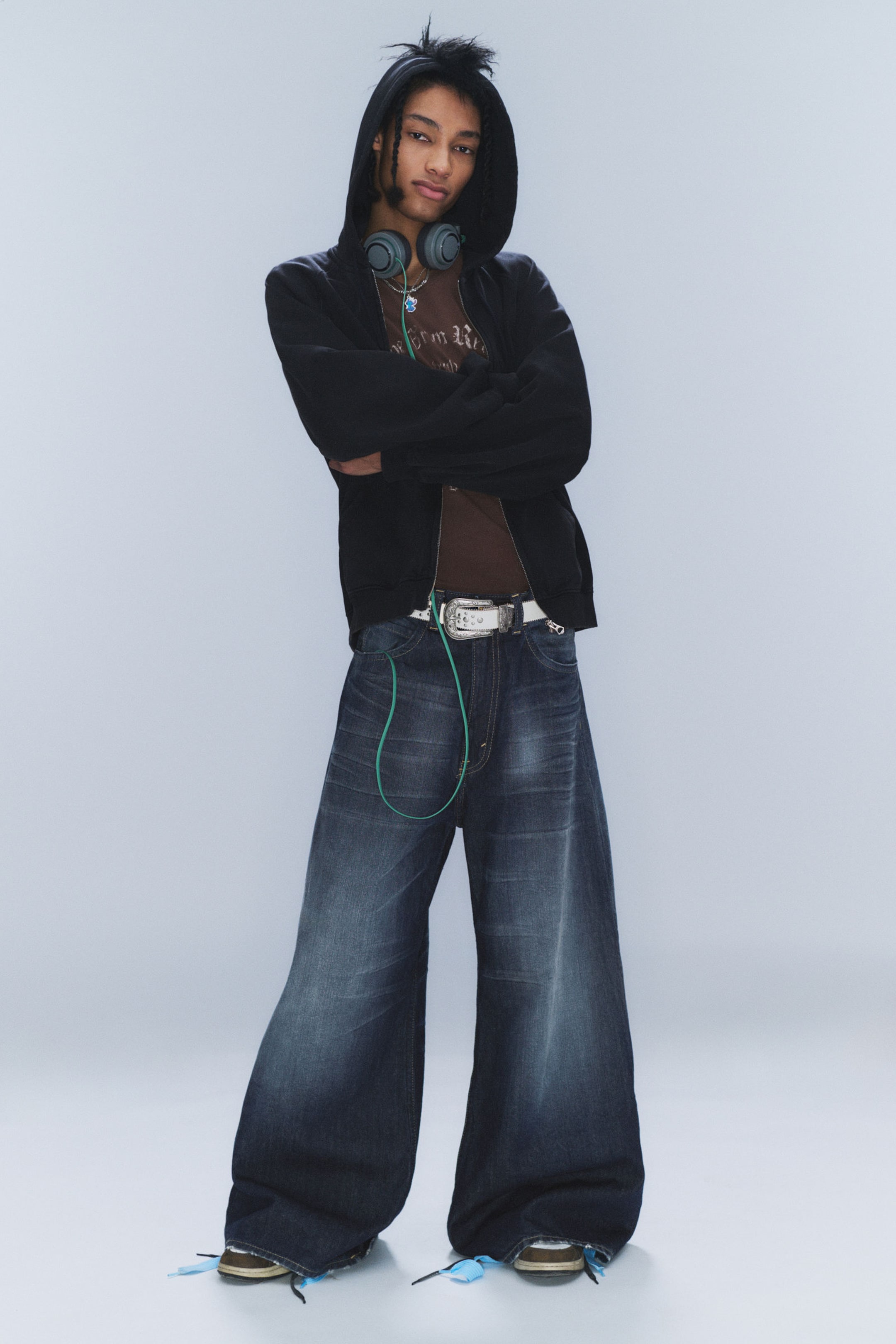 #4C5164 - Rad Super Regular Waist Loose Wide Jeans - 1