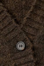 Dunkelbraun meliert - Locker gestrickter Cardigan mit V-Ausschnitt - 4