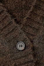 Marron foncé chiné - Gilet Loose Fit à encolure en V - 1