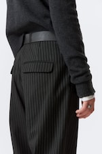 Black Pinstripe - Relaxed Pinstriped Suiting Trousers - 3