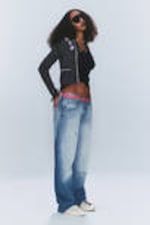Kite Blue - Medium/Light Blue - Messy Low Rise Regular Straight Jeans - 1
