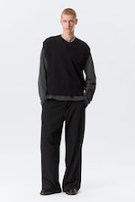 Black - Relaxed Distressed Knitted Vest - 1