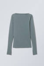 Dark Turquoise - Open Back Seamless Longsleeve Top - 0