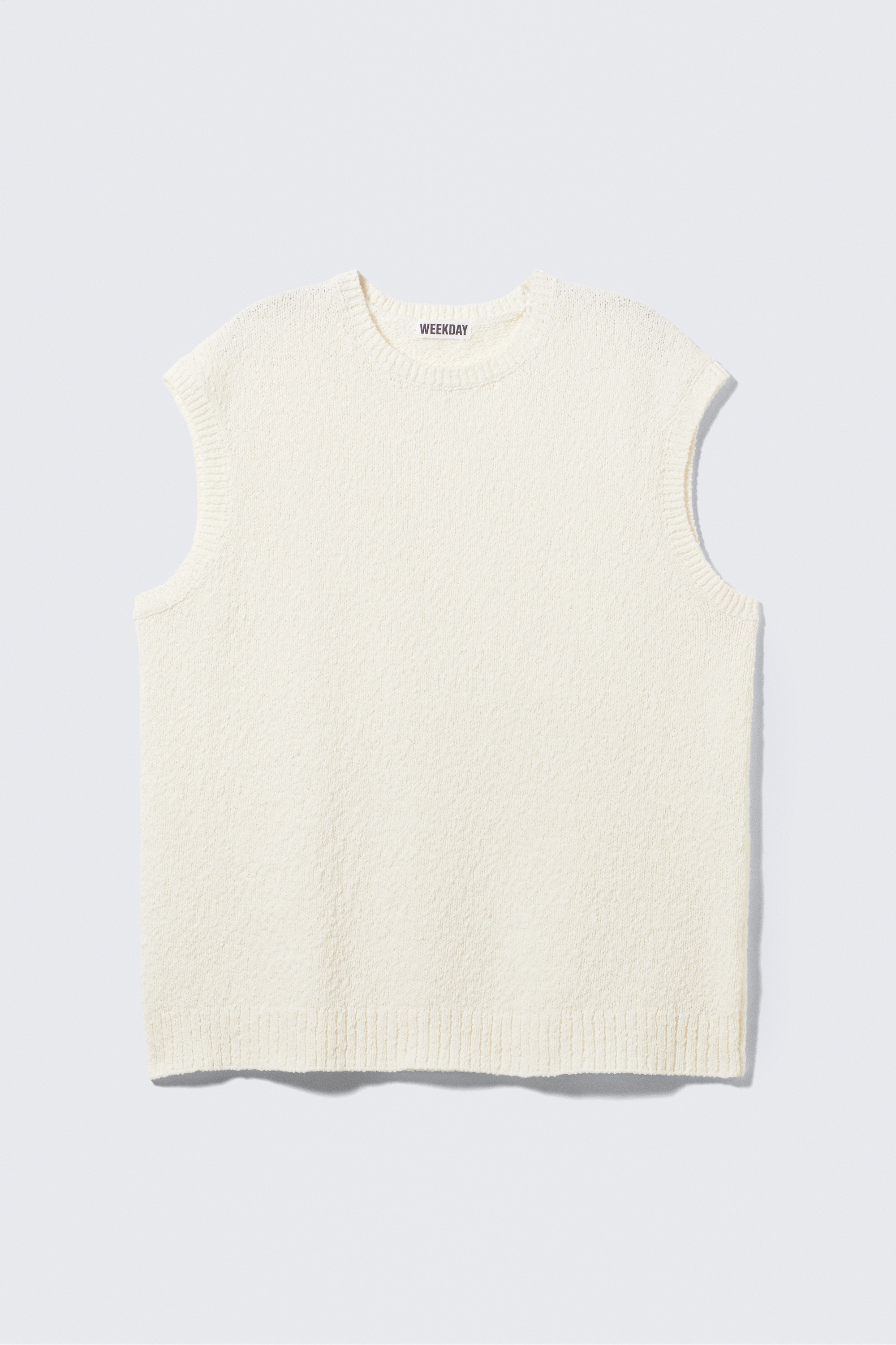 Débardeur carré en maille texturée - Blanc cassé