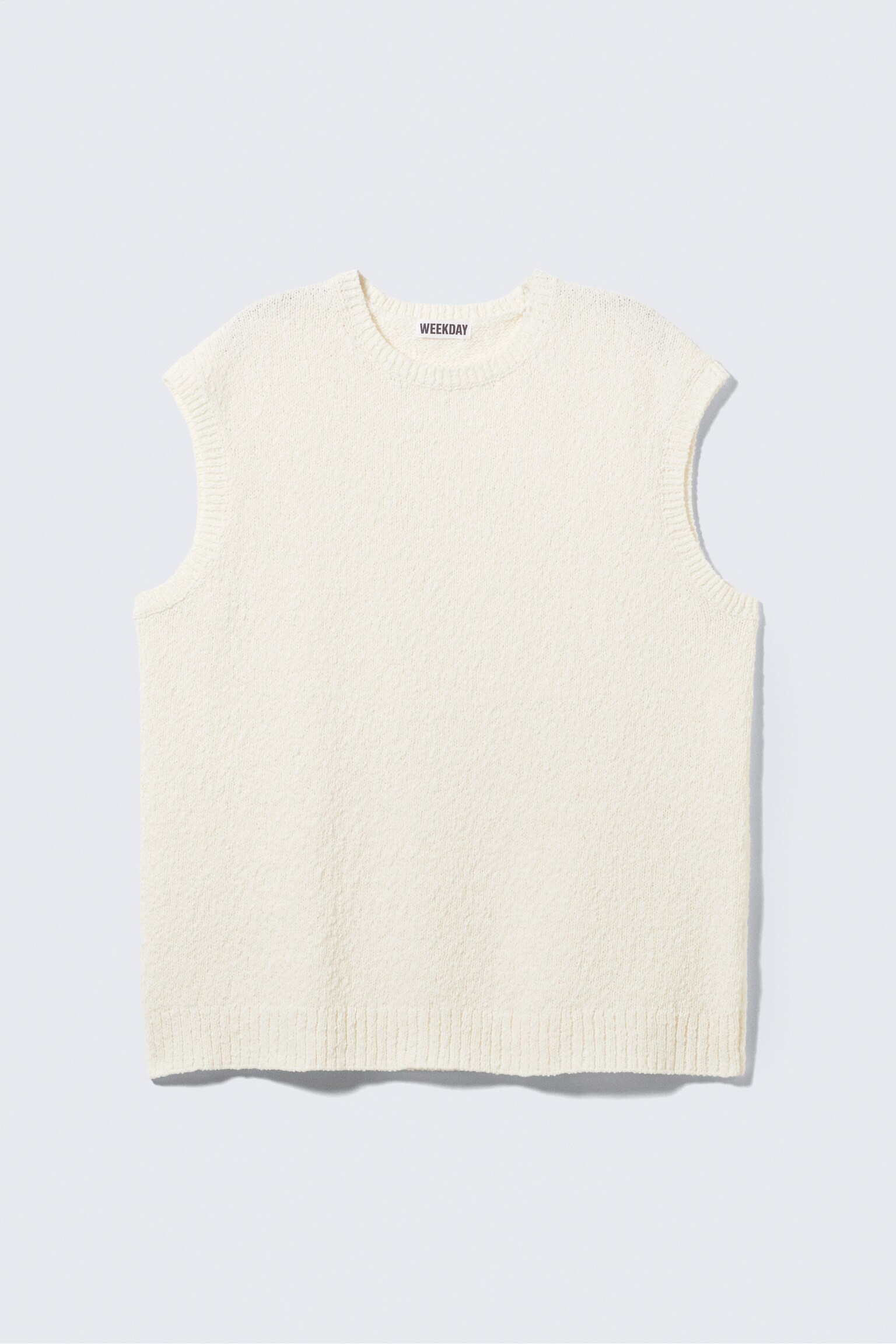 Boxy Textured Knitted Vest - Off-white