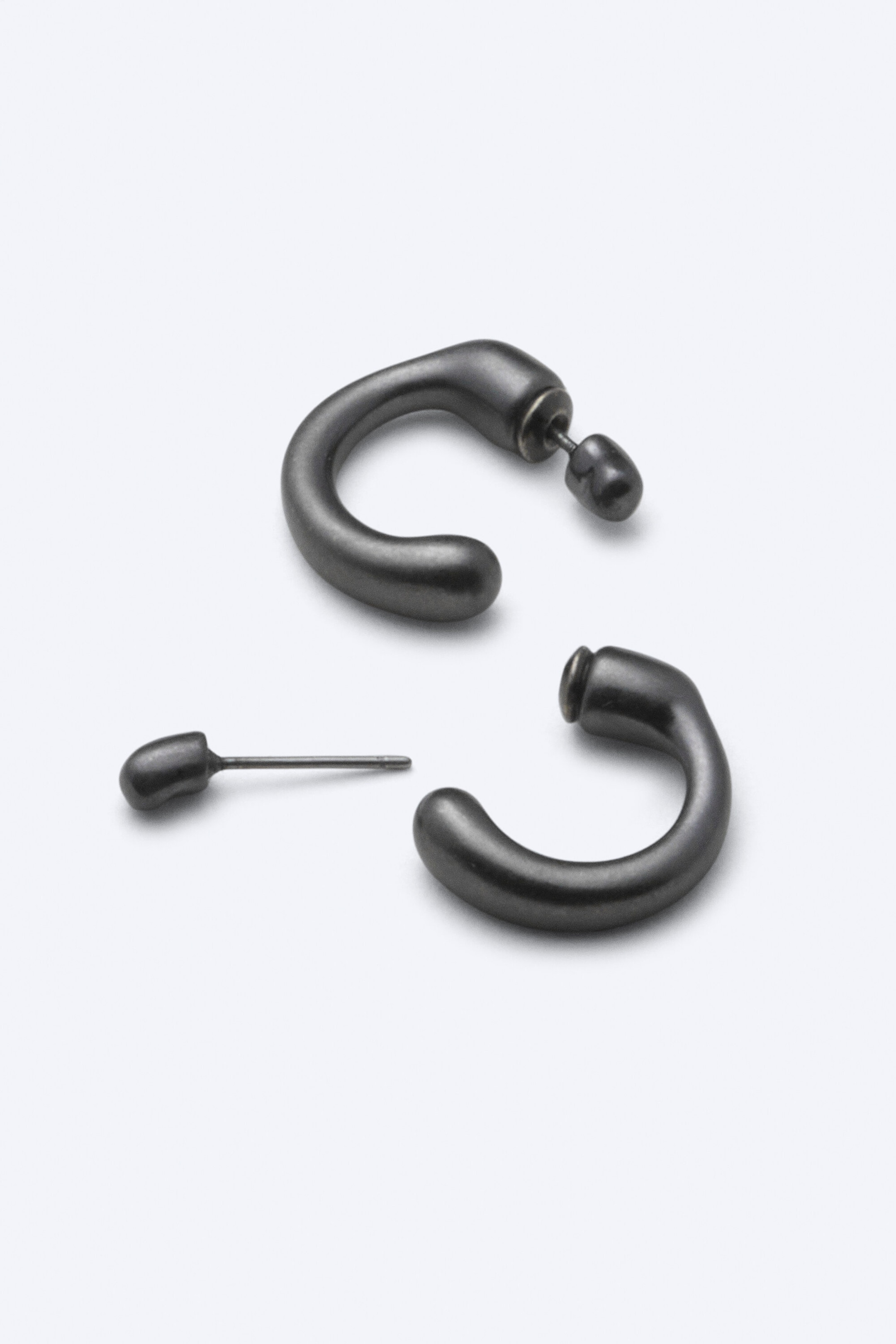 Dark Grey - Wave mini hoops - 1
