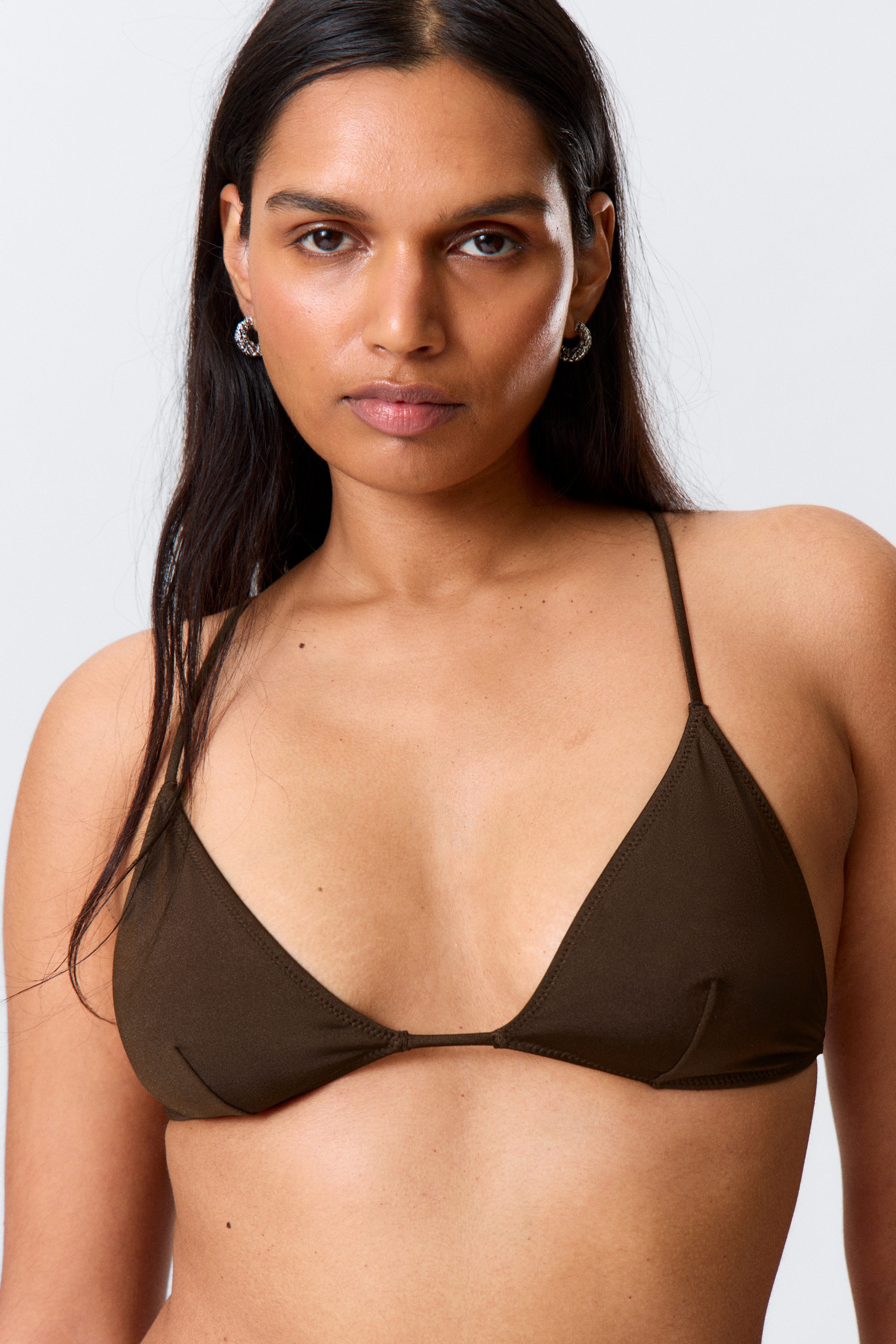 Dark Brown - Racerback Triangle Bikini Top - 1