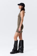 Dark Mole - Sleeveless Halter Mini Dress - 2